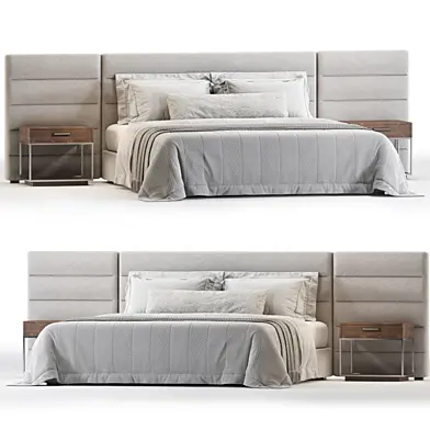 RH Modena Fabric Horizontal Channel Extended Panel Bed