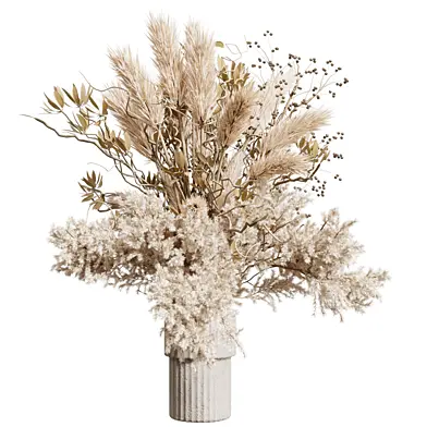 pampas dry plants Bouquet -  in a concrete Pot Set 97