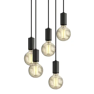 Sky Hanging Lamp Black Round 5 Lamps