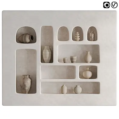 Niche wall shelving with vases