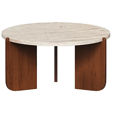 Elegant Round Travertine Texture Coffee Table