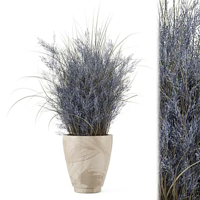 Outdoor Plants Bush Rusty Concrete Pot_Set 3832