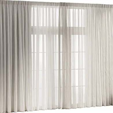 Wide Silk and Cotton Tulle Curtain