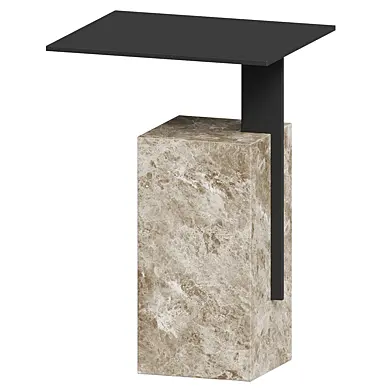 Travertine and metal side table