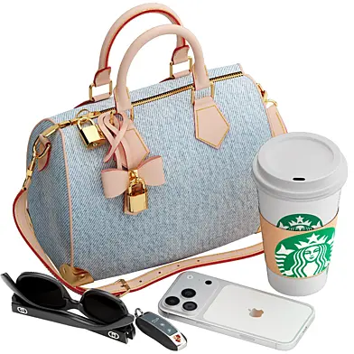 pouch bag and coffee cups