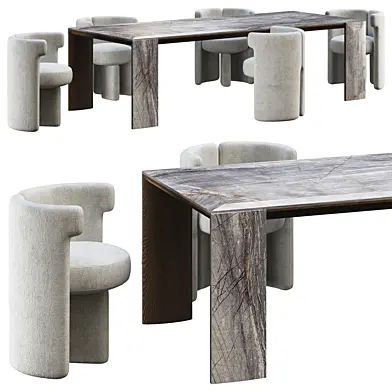 Dining table Ly-Table by Henge and Chair Claudine by Meridiani