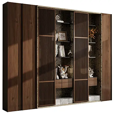 Wooden Shelves Decorative With Book and plants - Wooden Rack 53