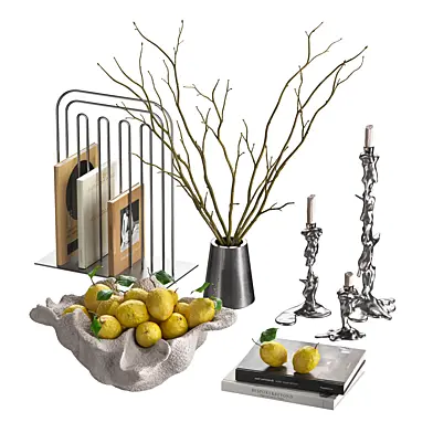 Decorative set with a vase of lemons