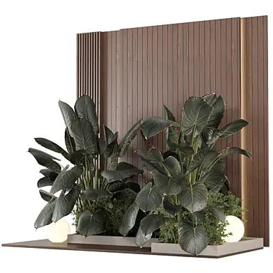 Indoor Wall Vertical Garden in Concrete Base_Set 4073