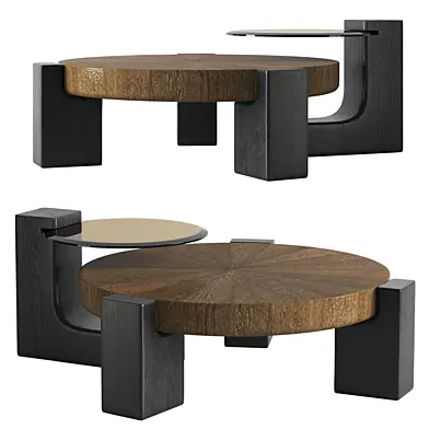 Rhuardhi Modern Round Wood Coffee Table with Accent End Table