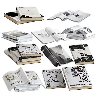 A set of books and magazines