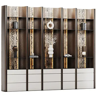 Textured Wood Display Shelving