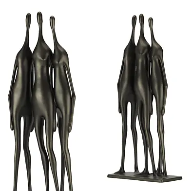 Unified Echo – Abstract Trio Sculpture in Dark Metallic Finish