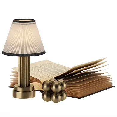 Decorative Set with Emmie Lamp and Open Book