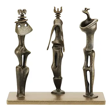 Triad Forms — abstract humanoid sculpture on rectangular base