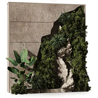 Green Rocky Wall Vertical Garden Plants 422
