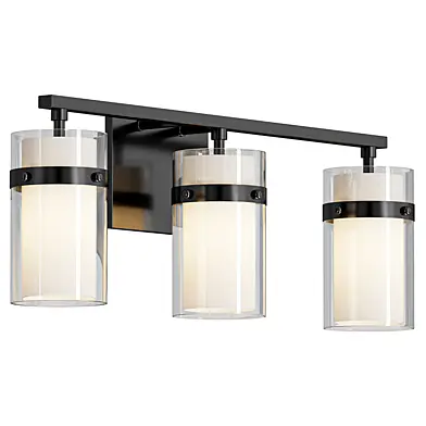 Possini Euro Lucia 22 Wide Matte Black 3 Light Bath Light