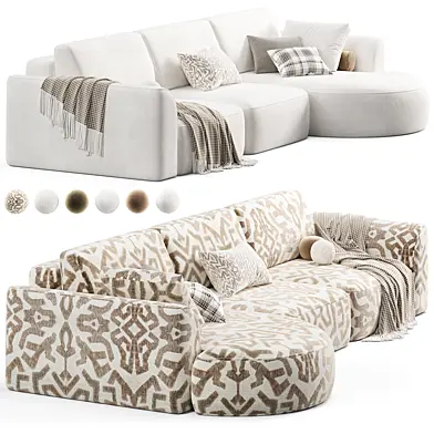 Space-2 Velvet Beige Corner Modular Sofa
