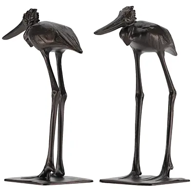 Bronze Stork - stylized metal sculpture
