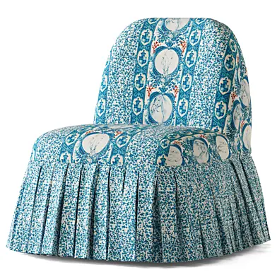 Amelia Block-Print Linen Cotton Slipper chair and woven slipcover Anthropologie