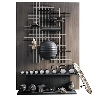 black & brown gym equipment set 04