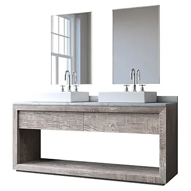 Reclaimed Russian Oak Double Washstand Gray