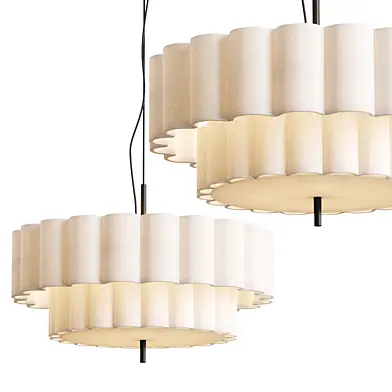 Folia large scalloped natural linen pendant light
