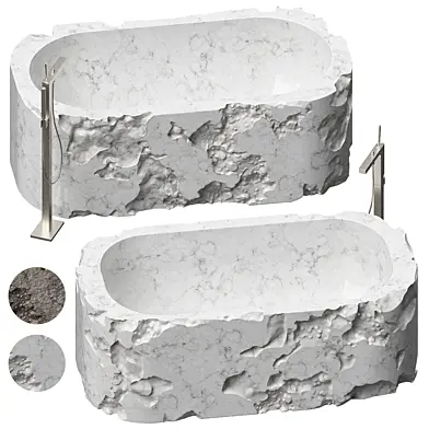 bathroom made of river stone