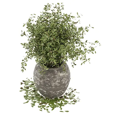 Bouquet Plants in Stone Gray Pot_Set 4367