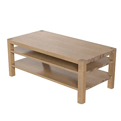 Solid Wood Coffee Table with Double Shelf