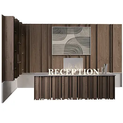 office furniture - reception desk with wood panel 08