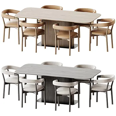 Glide rectangular dining table and Irvine Leather Dining Chair