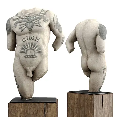 Tattoo bust Slon sculpture