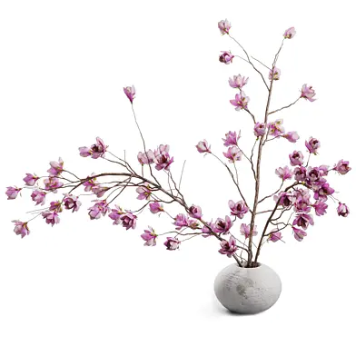 Minimal Magnolia Branches in Stone Vase 001