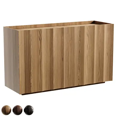 CB2 Bardo Scalloped Oak Wood Bedside Table