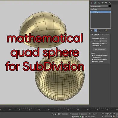 Mathematical quad sphere primitive for SubDiv by Holy3D v01