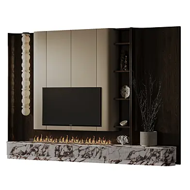 Luxury Marble Fireplace TV Wall