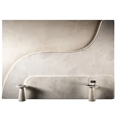 Headboard 7. Minimal fabric wall panels. Round circular edge.