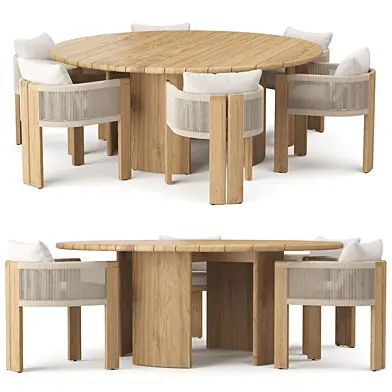 RH Striata Teak Round Dining Table 72