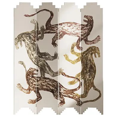 Fighting Leopards Painted Screen