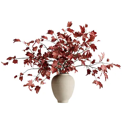 Red Maple Bouquet in Clay Pot 133