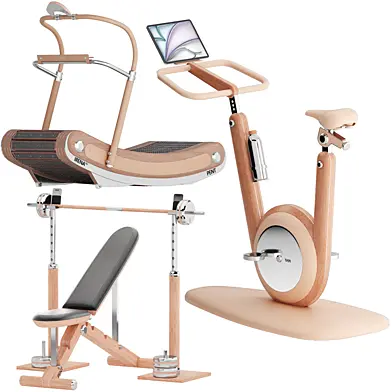 pent luxury fitness equipment set — Irena curve treadmill, bystra set pent, hania Indoor bike