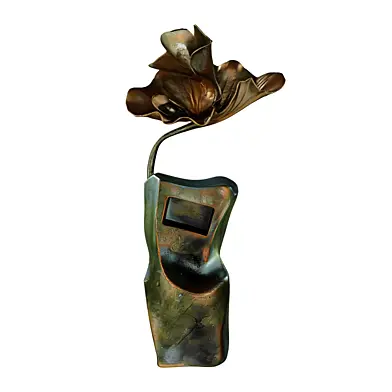 Blooming Flower Rustic Metal Sculpture