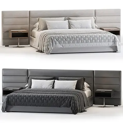 RH Modena Fabric Horizontal Channel Extended Panel Bed