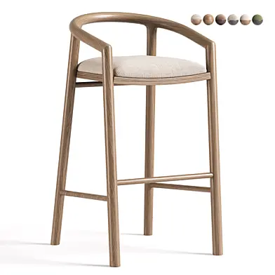 Bar Stool With Back Solid Teak Nero