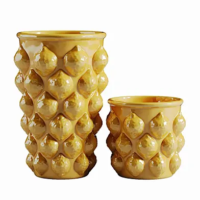 H&M stoneware vases yellow