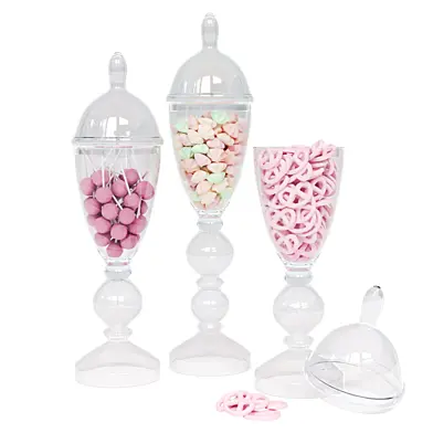 Set of glass bowls with sweets