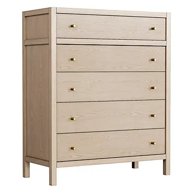Crate & Barrel Keane 42" Weathered Natural Solid Wood 5-Drawer Tall Dresser