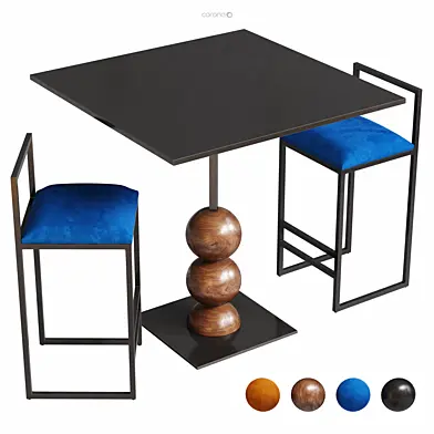 Outline Bar Stool and Ball Table - High