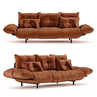 Modern Orange Velvet Sofa with Metal Frame